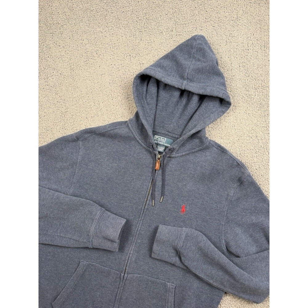 Polo Ralph Lauren Jacket Mens M Blue Full Zip Pony Logo Outdoor Casual Hoodie